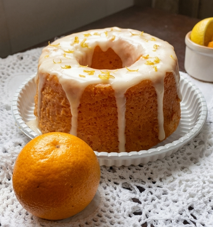 Bolo de Laranja com Cobertura de Glacê