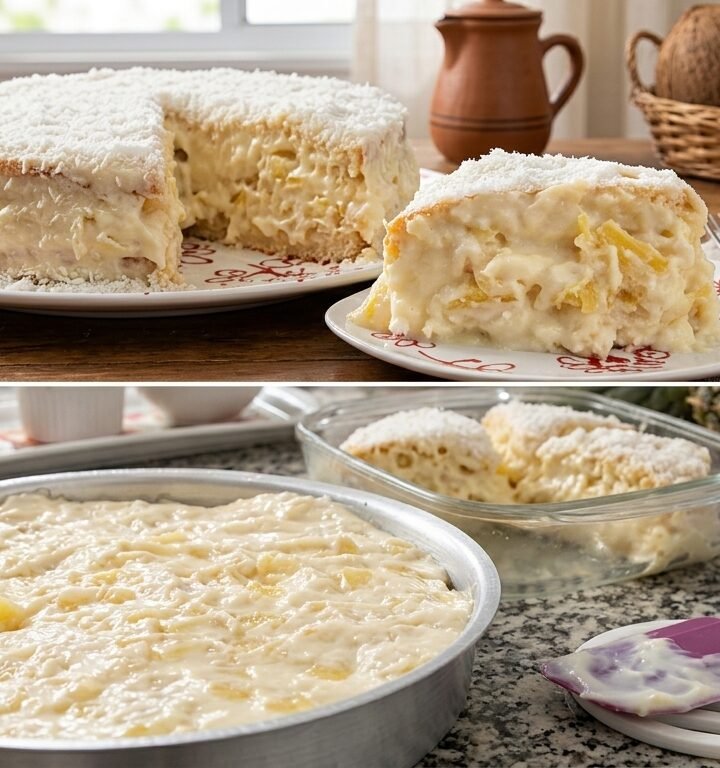 Bolo Gelado de Abacaxi com Coco