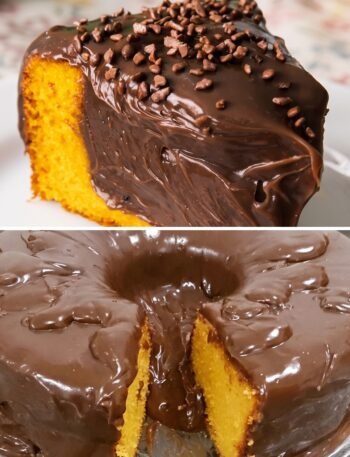 Bolo Vulcão de Cenoura com Cobertura de Brigadeiro