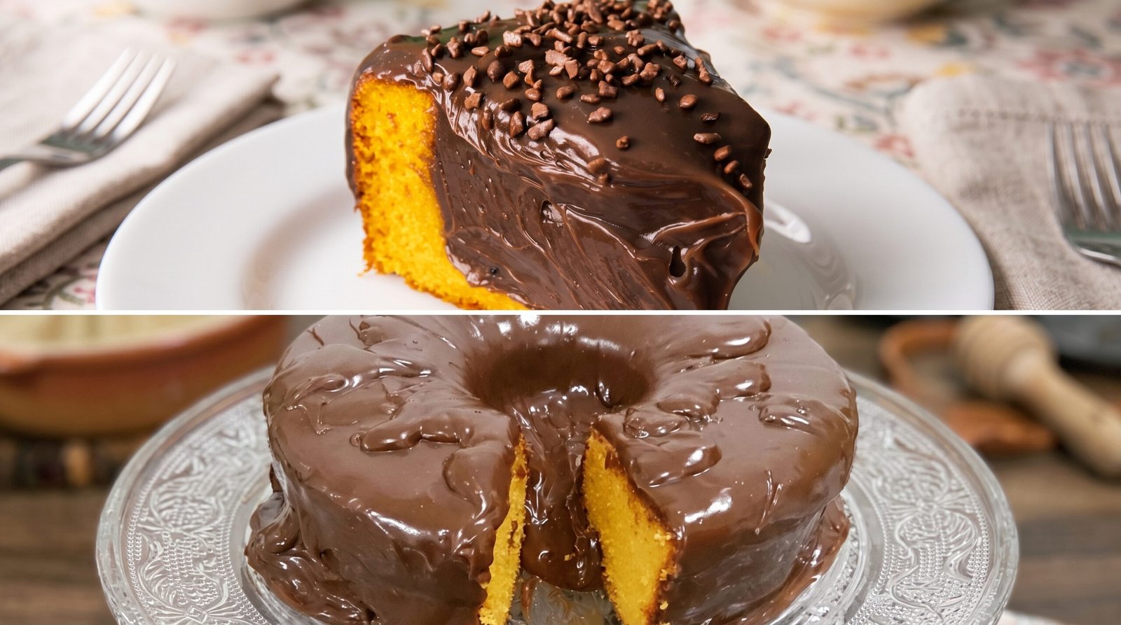 Bolo Vulcão de Cenoura com Cobertura de Brigadeiro