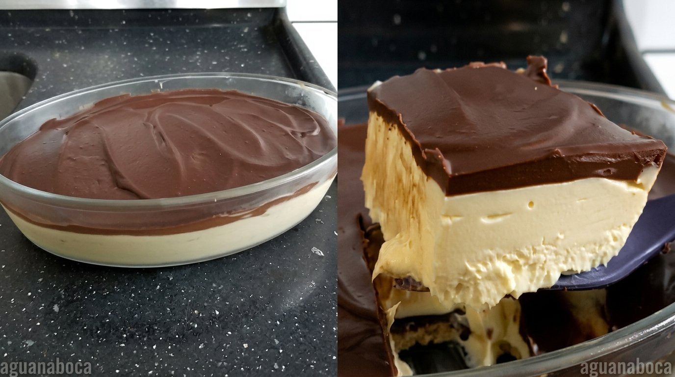 Sobremesa Moça Gelada com Cobertura de Ganache de Chocolate