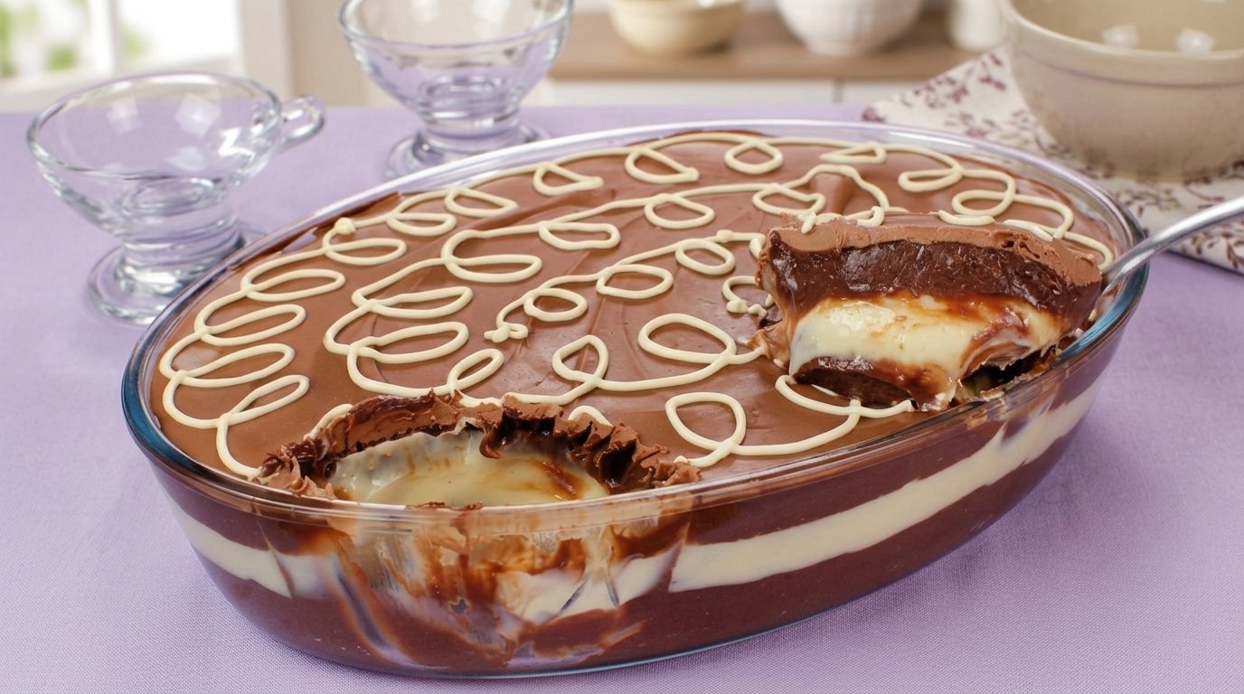 Sobremesa na Travessa de Brigadeiro e Creme Ninho