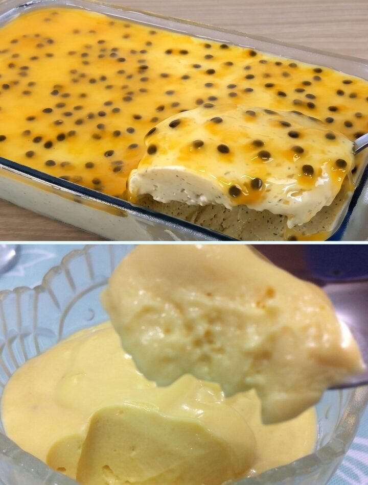 Mousse de Maracujá Cremoso com Calda da Fruta