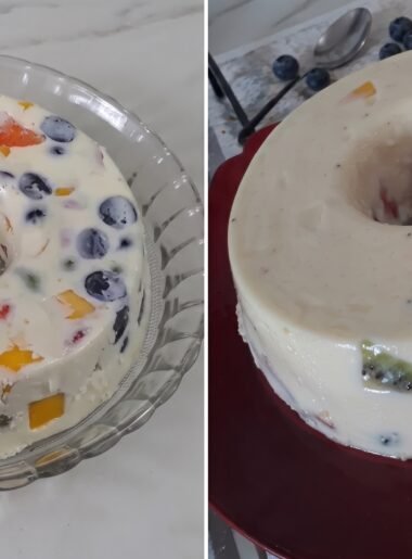 Gelatina Cremosa com Salada de Frutas