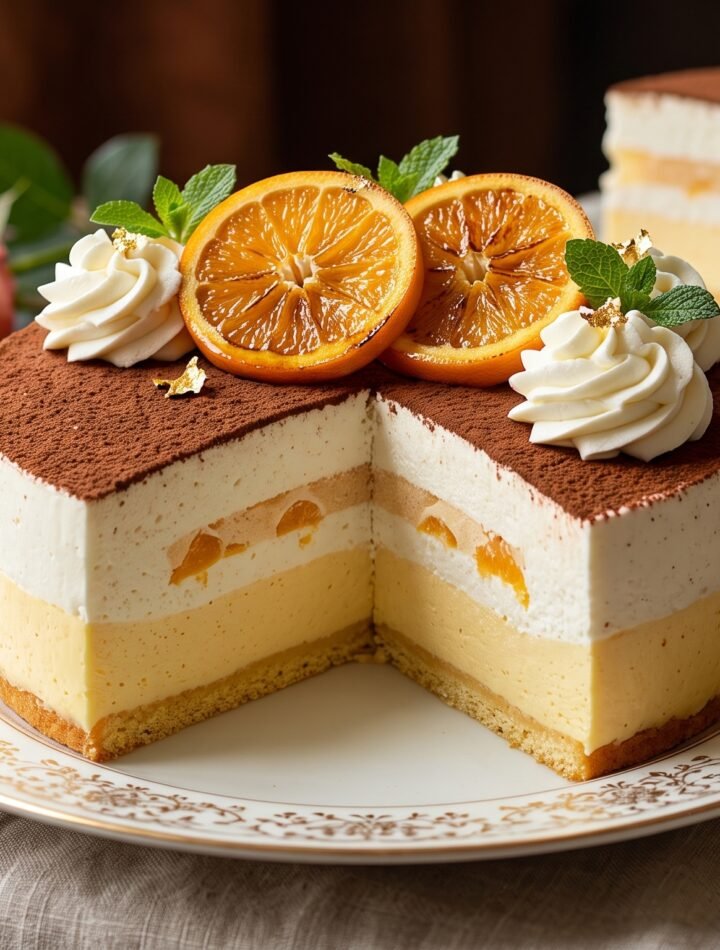 Bolo Gelado de Pêssego com Coco