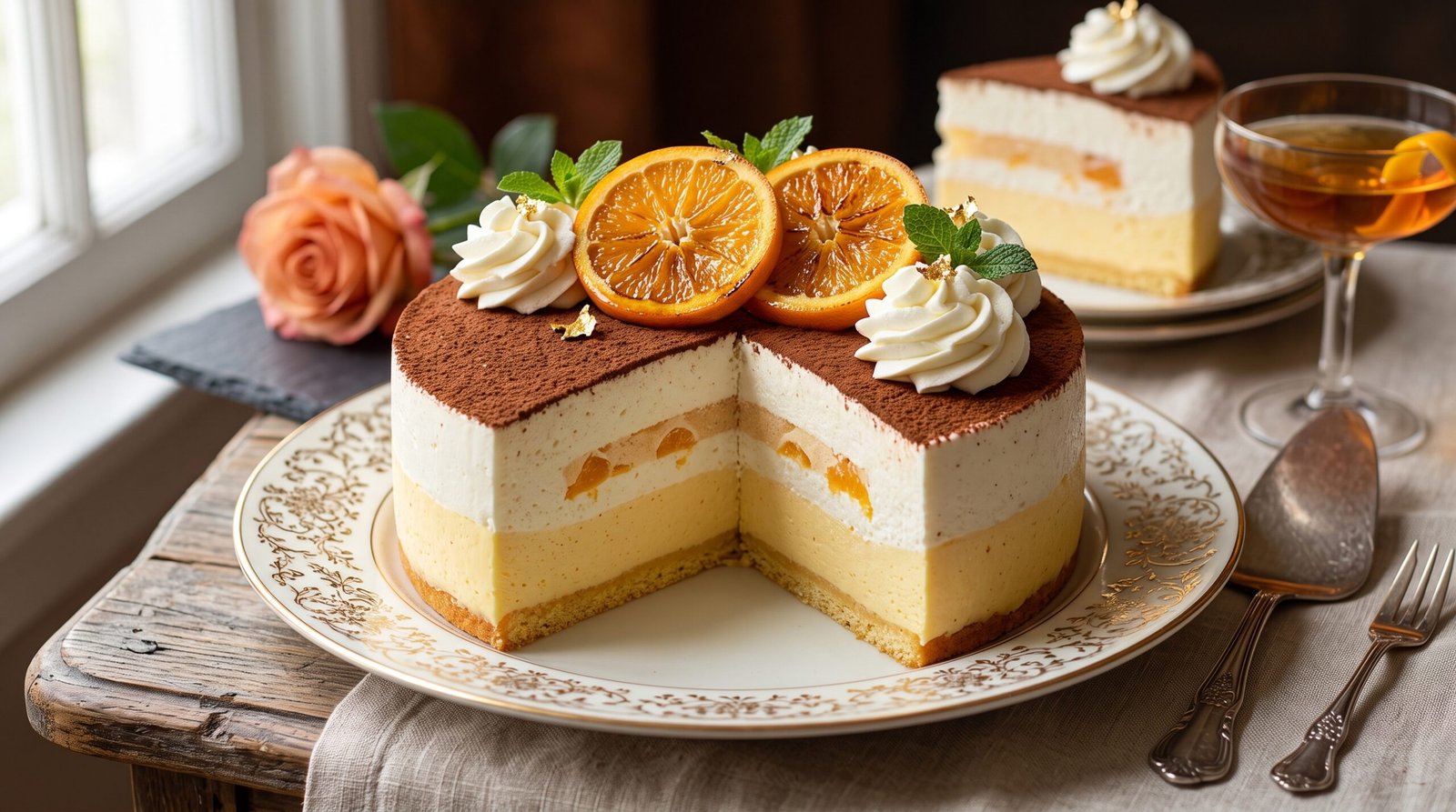 Bolo Gelado de Pêssego com Coco